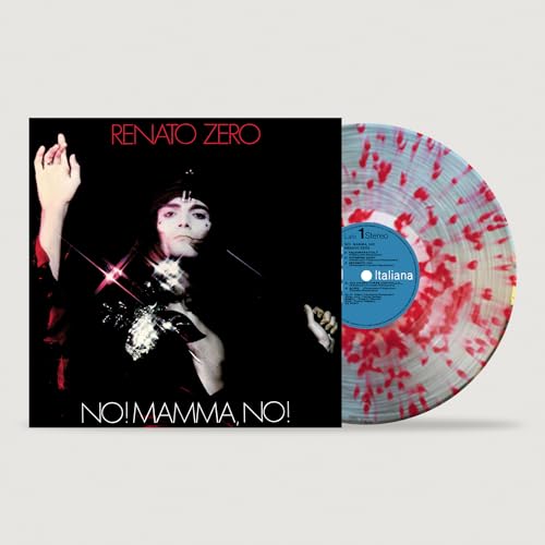 Renato Zero album cover and red-splatter vinyl record shown at angle.