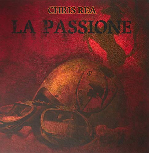 Chris Rea album cover, "La Passione," featuring a helmet and oranges.