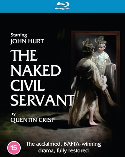 Blu-ray cover for "The Naked Civil Servant" featuring a man in a doorway.