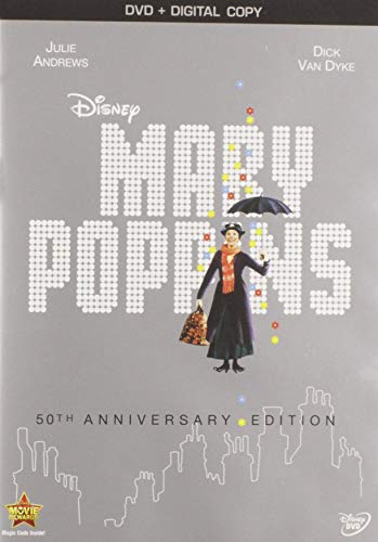Mary Poppins" DVD cover featuring Julie Andrews with an umbrella and cityscape.