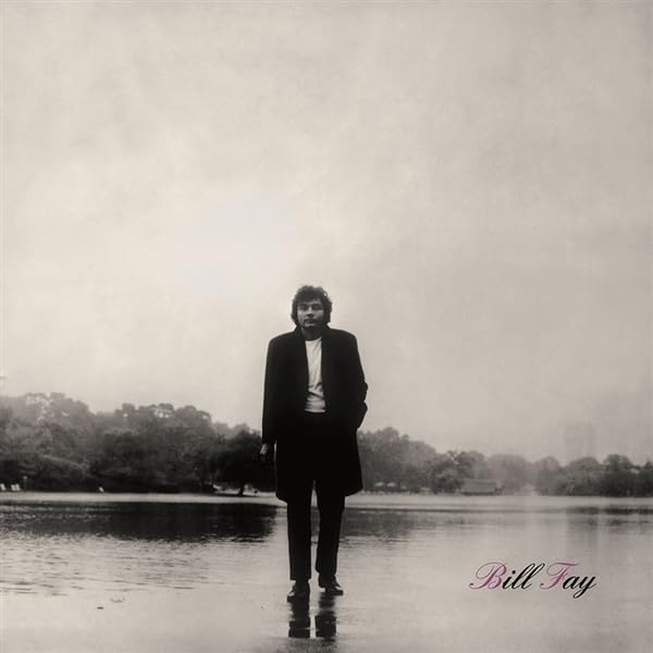 Black and white album cover featuring Bill Fay standing by water.