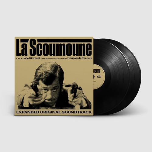 Vinyl record with album cover featuring a man pointing a gun.