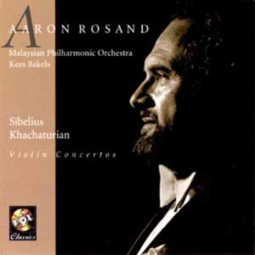 CD cover featuring violinist Aaron Rosand in profile, dark background.