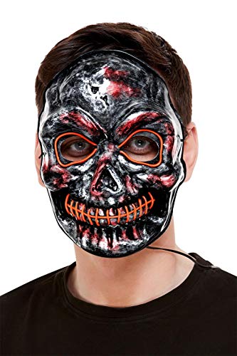 Smiffys 52361 Skeleton Mask, Light Up, Unisex Adult, Grey, One Size