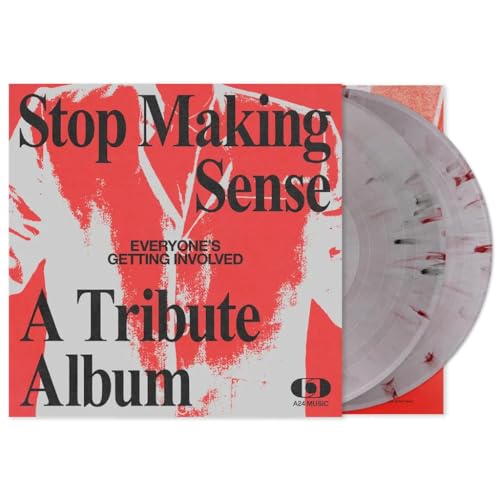 Red album cover with white text and a translucent vinyl record.