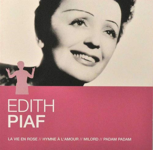 Edith Piaf CD cover: close-up portrait of the singer, pink background.