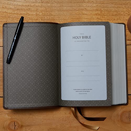 NKJV, Single-Column Wide-Margin Reference Bible, Leathersoft, Brown, Red Letter, Thumb Indexed, Comfort Print : Holy Bible, New King James Version