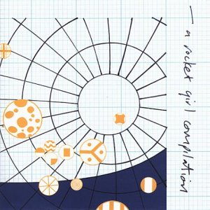 CD cover with abstract orange and white shapes on blue and grid background.