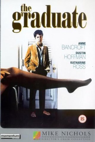 DVD cover for The Graduate featuring Dustin Hoffman standing behind a woman's leg.