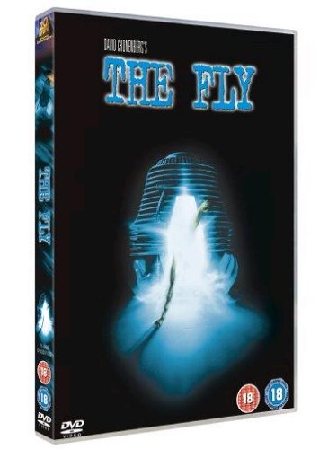 DVD cover for The Fly featuring a glowing telepod on a black background.