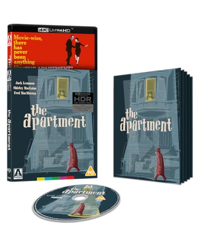 The Apartment 4K Ultra HD Blu-ray case, booklet, and disc with illustrated cover art.