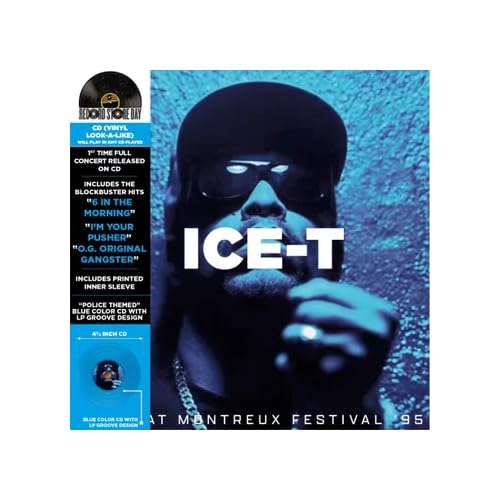 Ice-T album cover, "Live At The Miles Davis Hall," with blue accents.