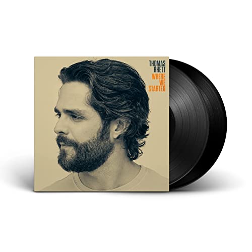 Thomas Rhett album cover featuring his profile portrait next to a black vinyl record.