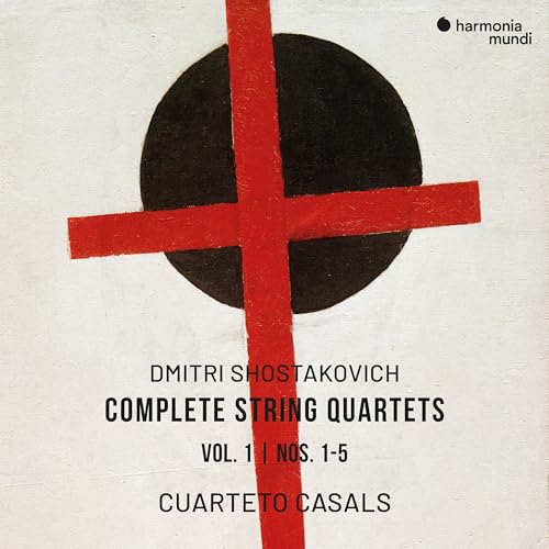CD cover: black circle with red cross, text “Dmitri Shostakovich” and “Cuarteto Casals”.