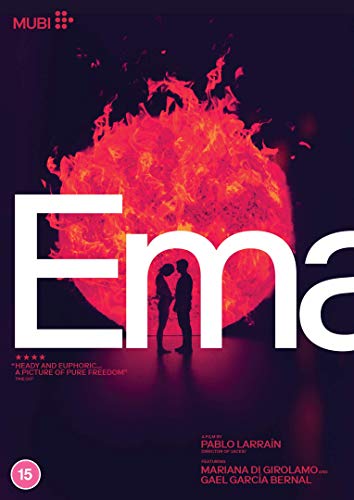 DVD cover for "Ema" featuring a couple before a fiery, red explosion.