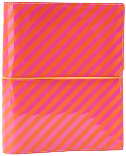 Filofax A5 Domino Patent Stripes Organiser - Orange/Pink
