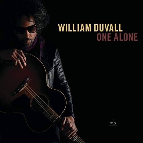 William Duvall portrait with acoustic guitar, album cover for "One Alone".