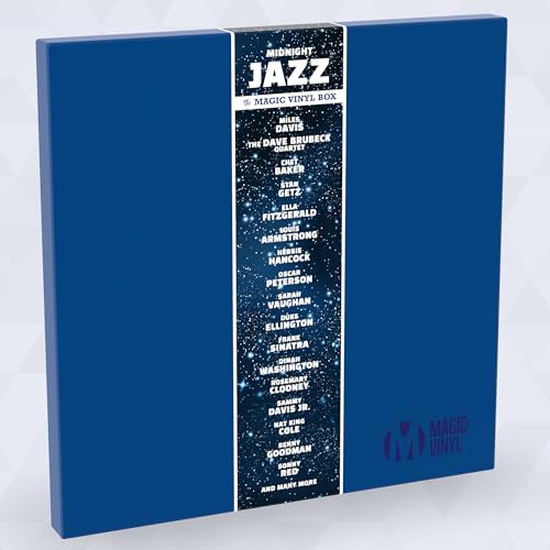 Blue vinyl box set titled "Midnight Jazz" with artist names listed.