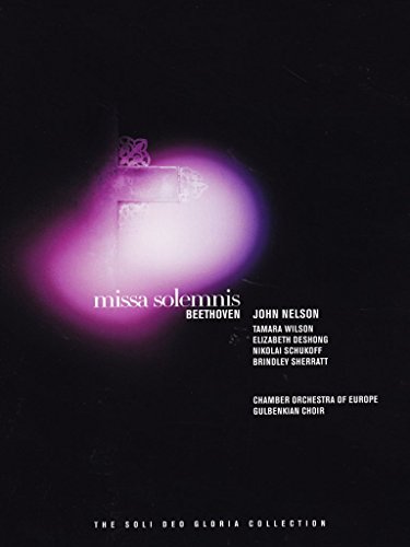 DVD cover for Beethoven’s *Missa Solemnis* with a cross and purple glow.
