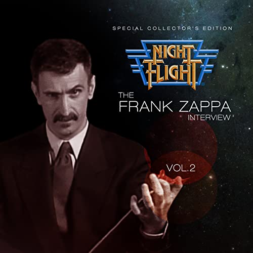 Frank Zappa portrait with “Night Flight” logo and red orb background.