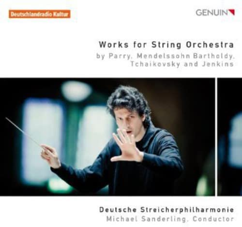 CD cover featuring a conductor with orchestra, titled “Works for String Orchestra.”
