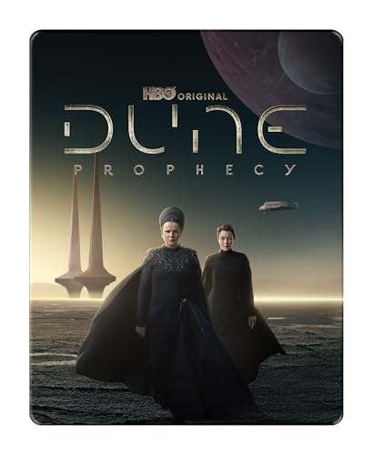 Dune Prophecy" Blu-ray case featuring characters and a desert landscape.