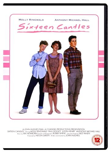 DVD cover for Sixteen Candles featuring three actors standing against a white background.