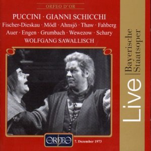 CD cover for Puccini’s Gianni Schicchi opera, featuring two men in costume.