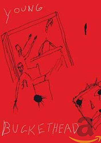 Red DVD cover with a crude drawing of a figure and a buckethead.