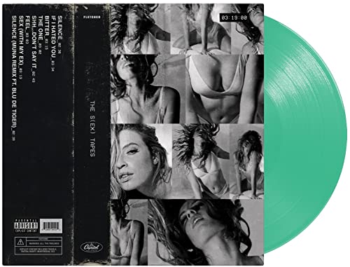 Vinyl record with black and white portraits and teal-colored disc.