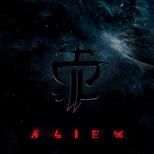 Dark album cover with red, stylized symbol and the word "ALIEN".