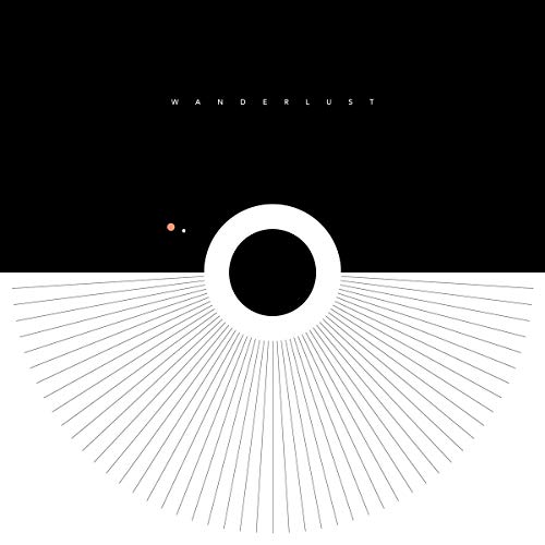 Blancmange “Wanderlust” CD cover: black background with white and orange geometric shapes.