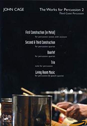 DVD cover for John Cage’s percussion works, featuring percussion instruments.