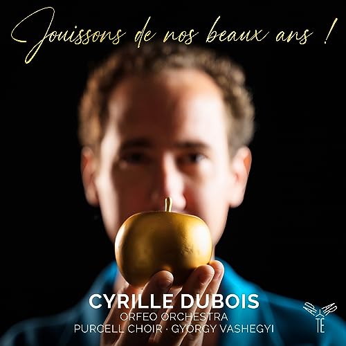 CD cover featuring a man holding a golden apple, text “Jouissons De Nos Beaux Ans!”.