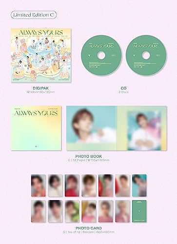 SEVENTEEN “ALWAYS YOURS” album contents: CDs, photobook, and photo cards.