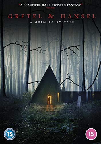 DVD cover for "Gretel & Hansel" showing a dark forest and small cottage.