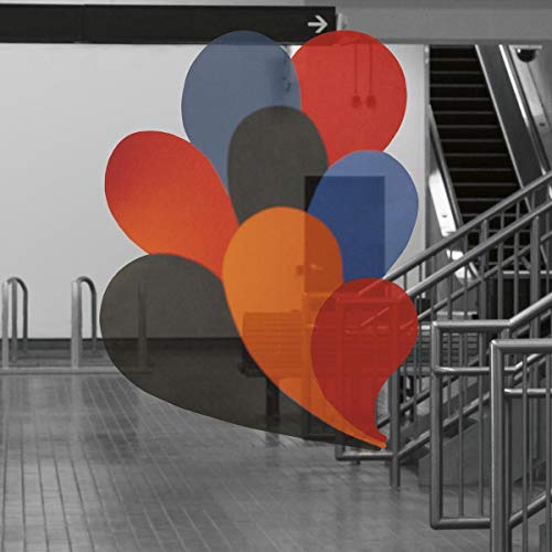 Colorful speech bubbles overlaid on a grayscale subway station interior.