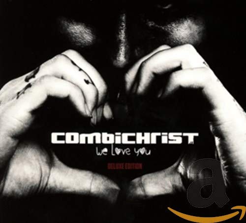 Black and white album cover for Combichrist’s “We Love You (Deluxe Edition)”.