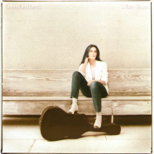 Emmylou Harris album cover, "White Shoes", featuring a seated woman and guitar.