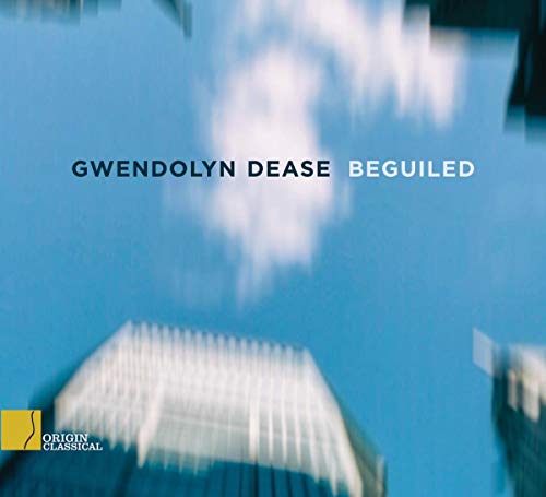 Album cover for Beguiled by Gwendolyn Dease featuring a blurred blue sky and building.