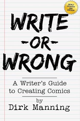 Book cover titled Write or Wrong by Dirk Manning on lined notebook paper background.