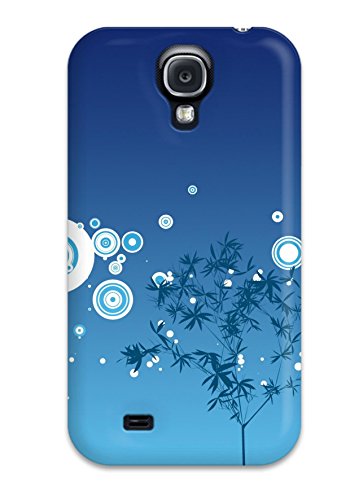 Blue phone case with abstract floral and circular designs.