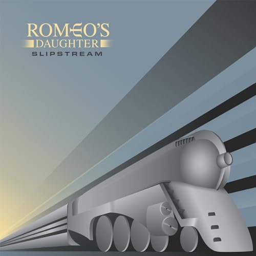 Album cover for Romeo's Daughter’s Slipstream, featuring a silver streamliner train.
