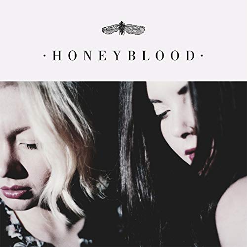 CD cover for Honeyblood album, featuring two women’s faces and a bee.