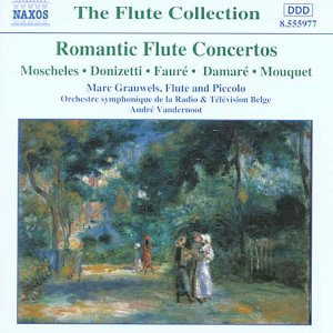 CD cover for “Romantic Flute Concertos” featuring a painted landscape.
