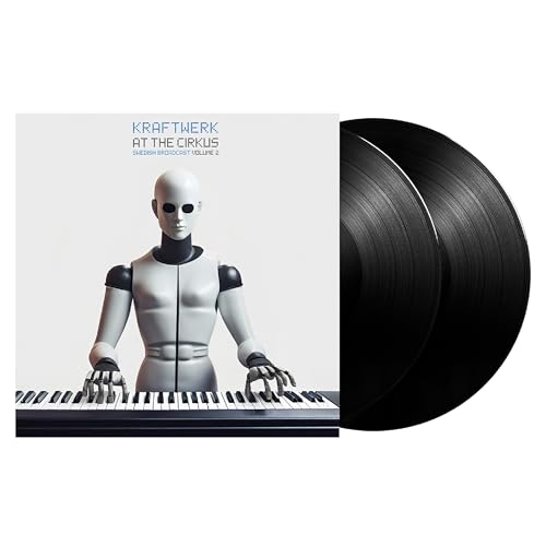 Kraftwerk album cover and two black vinyl records shown.