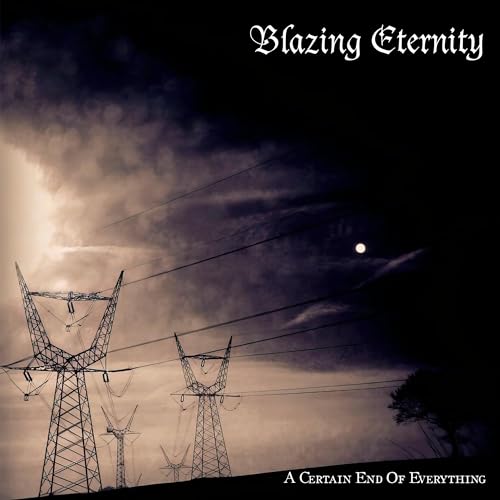 Dark album cover with power lines against a stormy sky.