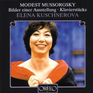 CD cover featuring pianist Elena Kuschnerova, black background, Orfeo label.