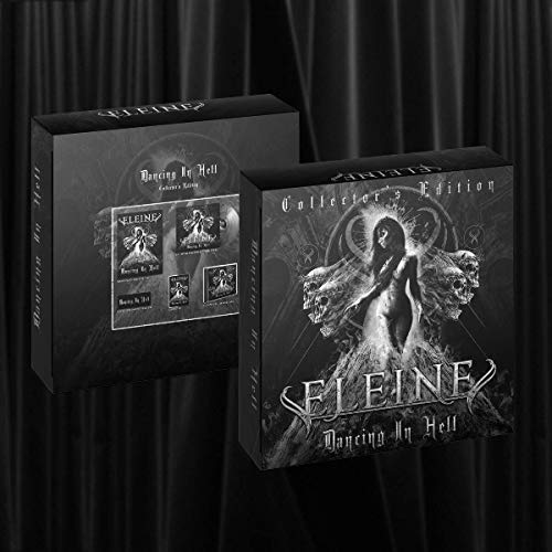 Two black "Dancing In Hell" vinyl record boxes with gothic imagery.