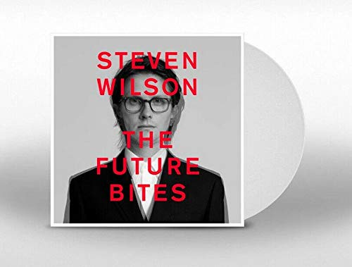 Steven Wilson album cover, “The Future Bites”, with portrait and vinyl record.